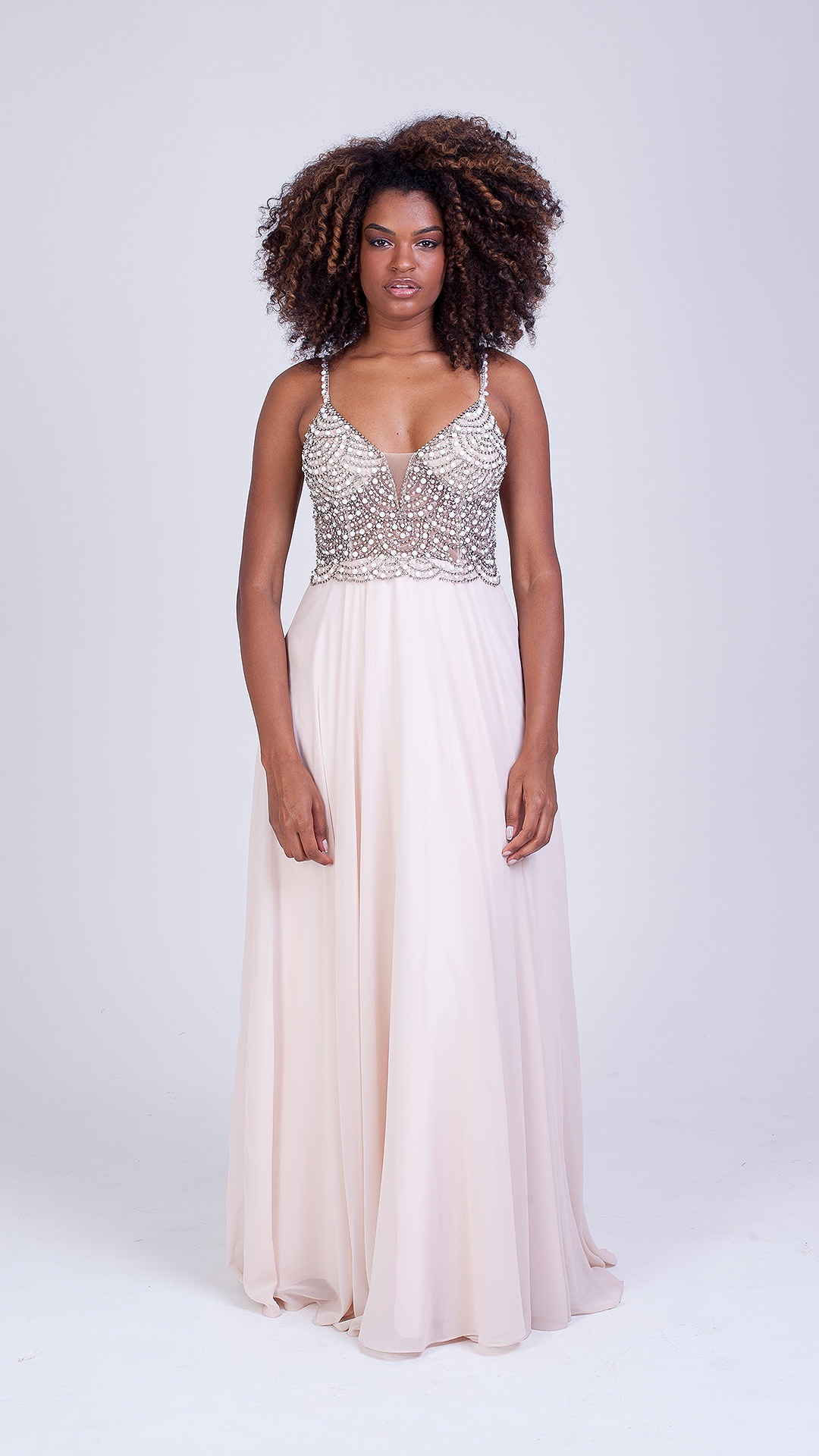 VESTIDO LONGO MEIA PEROLA DE ALÇA