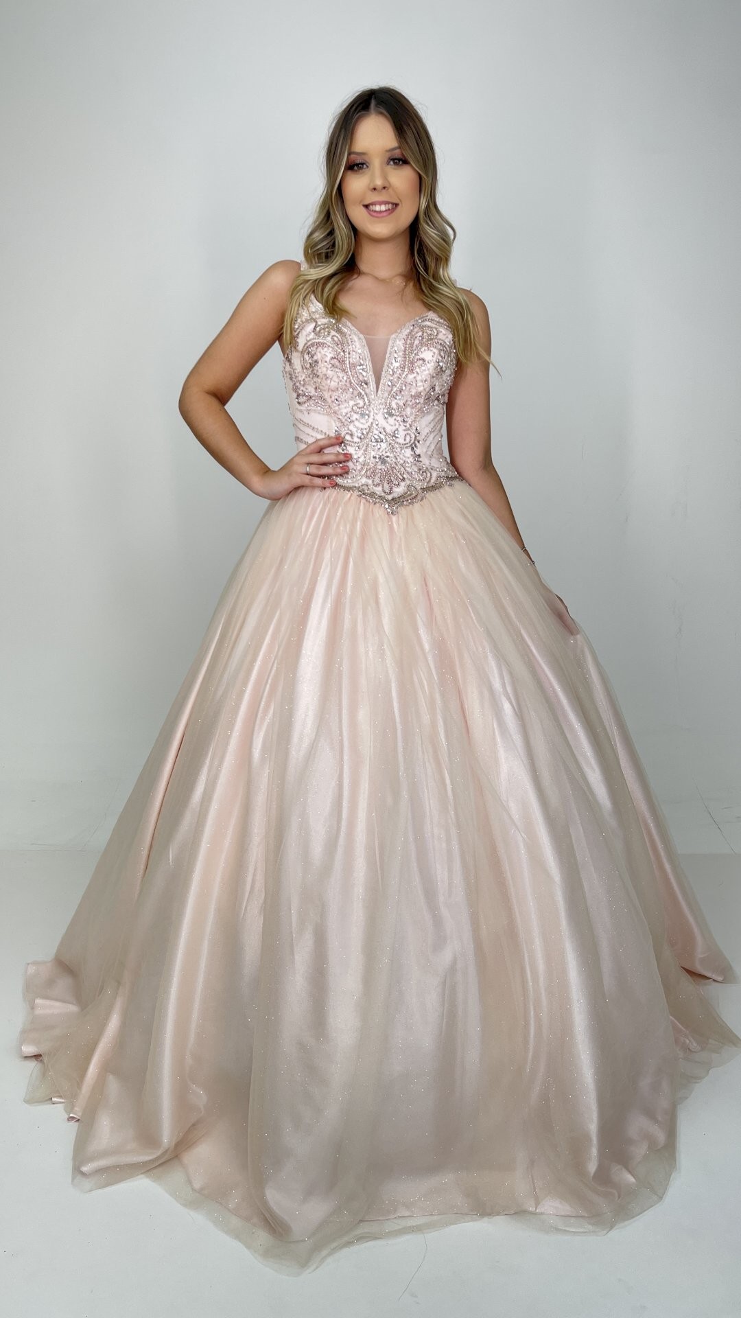 VESTIDO LONGO DEBUTANTE REGATA SAIA GLOW