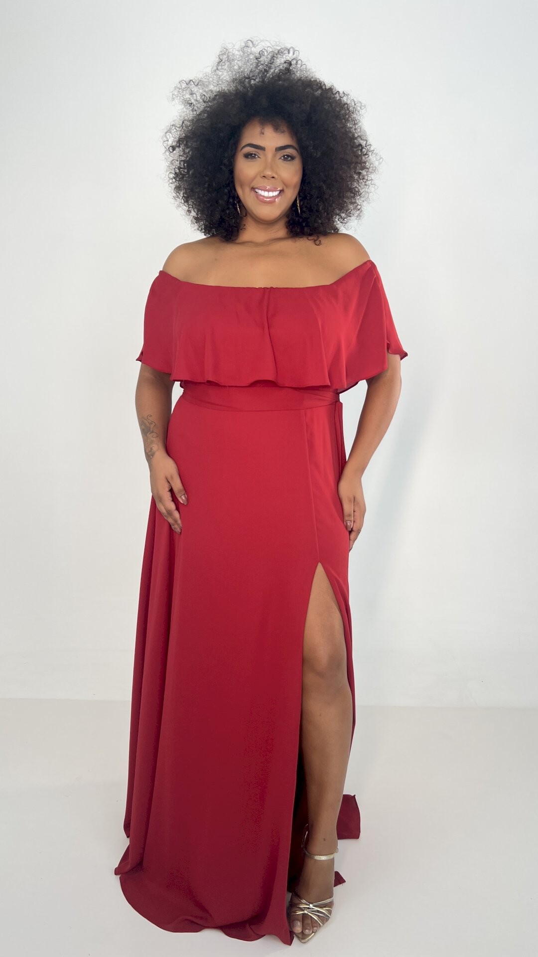 VESTIDO LONGO OMBRO CIGANINHA 